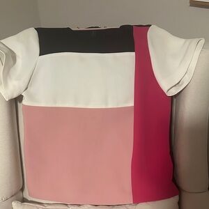 Kate Spade Color Block Blouse - Black, White, Pink